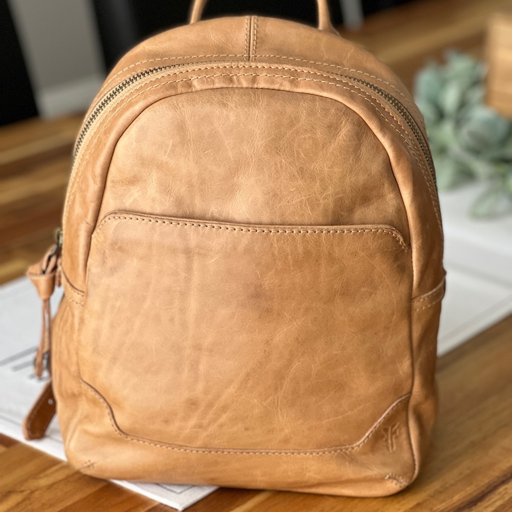 Frye Tan Leather Mini Backpack